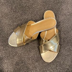 Gold Cross Strap Sandals